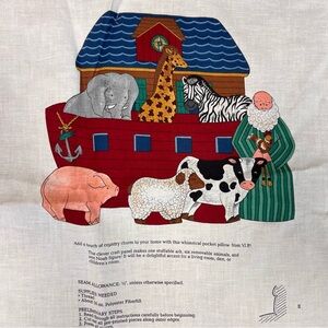 NOAH'S ARK Pocket Pillow with Stuffed Animals Cut & Sew Fabric Panel Cranston